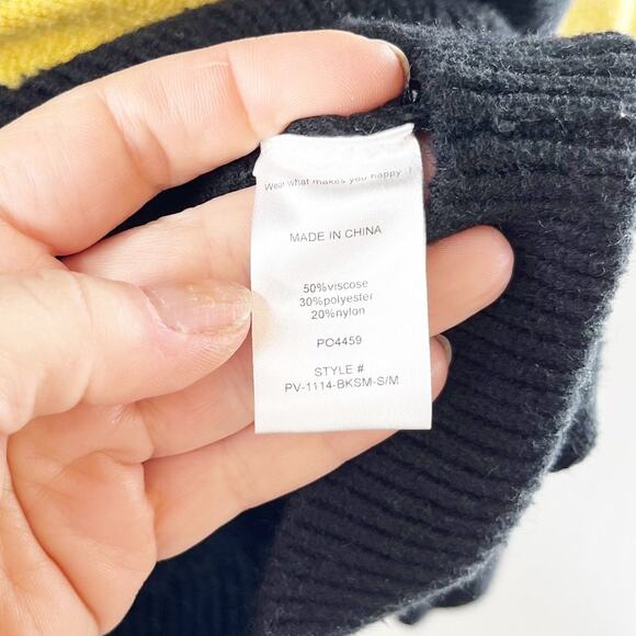 Dressed in LALA Have Fun Oversized Smile Knit Pullover Sweater Black S / M - Picture 6 of 6